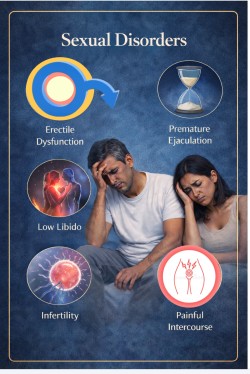 Sexual health disorders illustration showing erectile dysfunction and male reproductive health