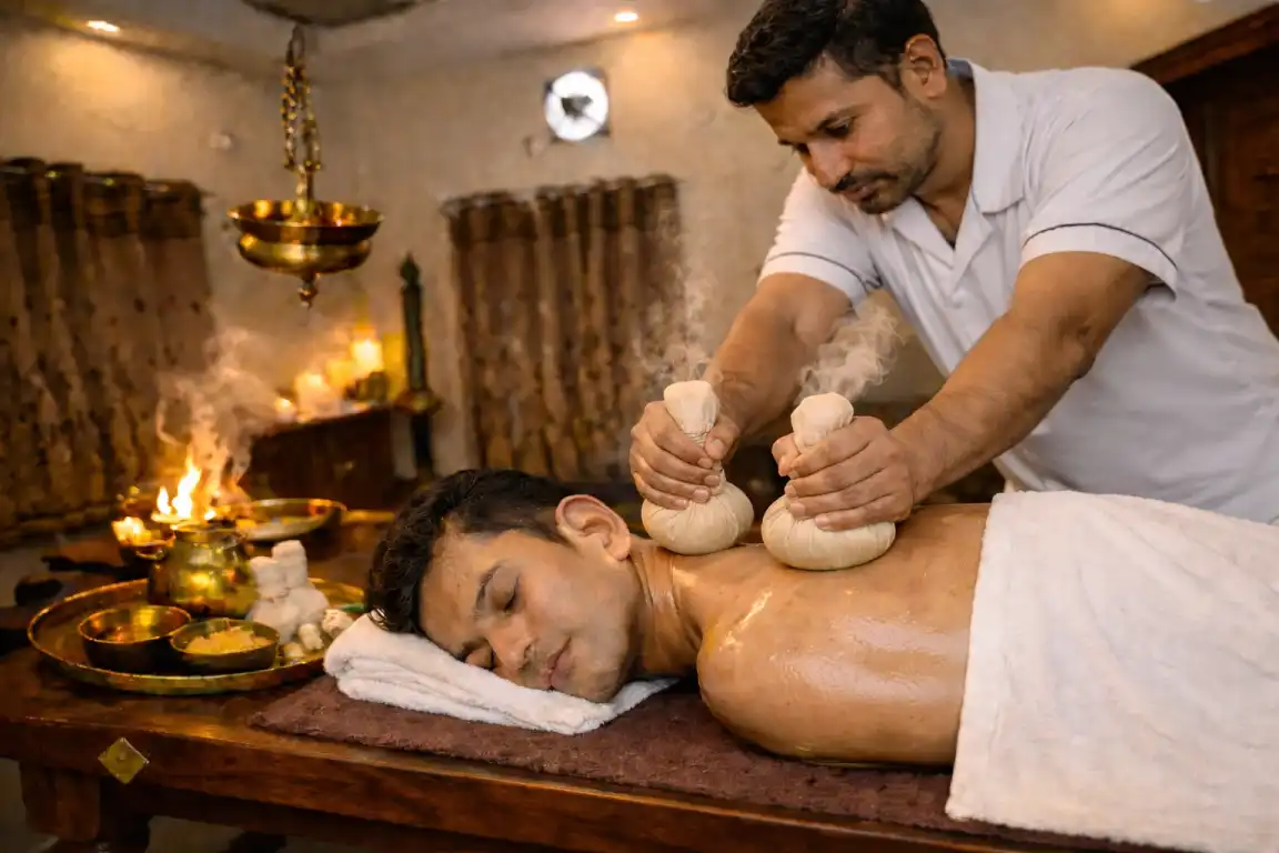 Elakkizhi Ayurvedic herbal bolus therapy for pain relief