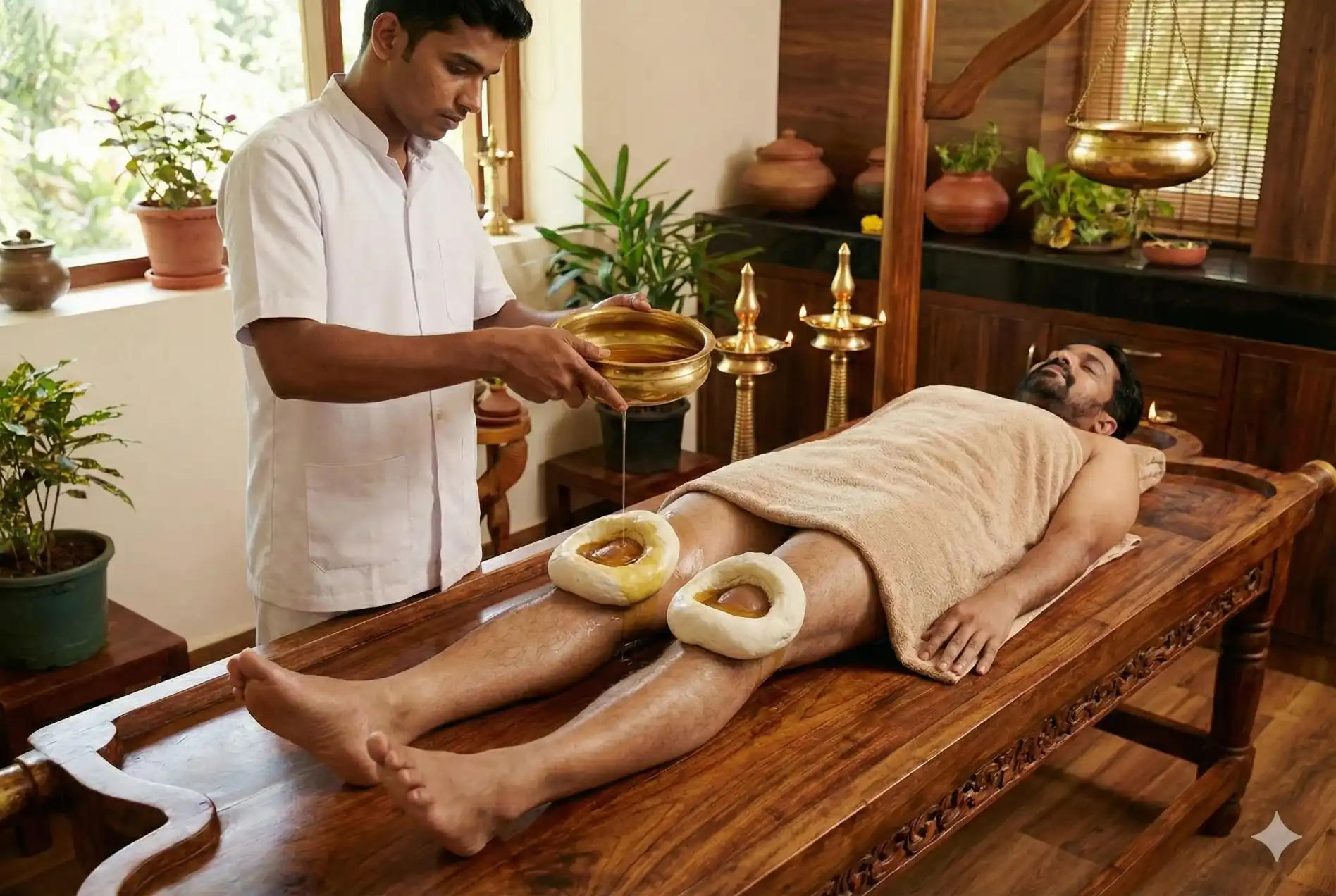 Janu Vasti Ayurvedic knee therapy for osteoarthritis treatment